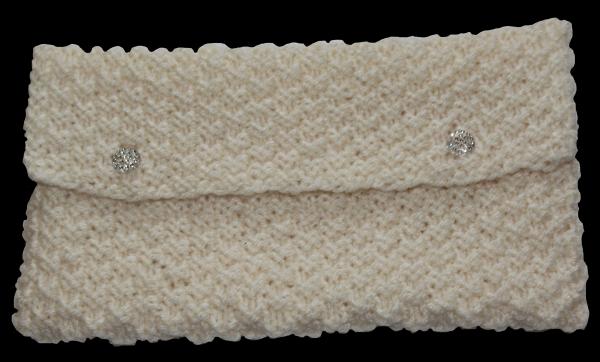 Hand knitted clutch / Evening bag in cream